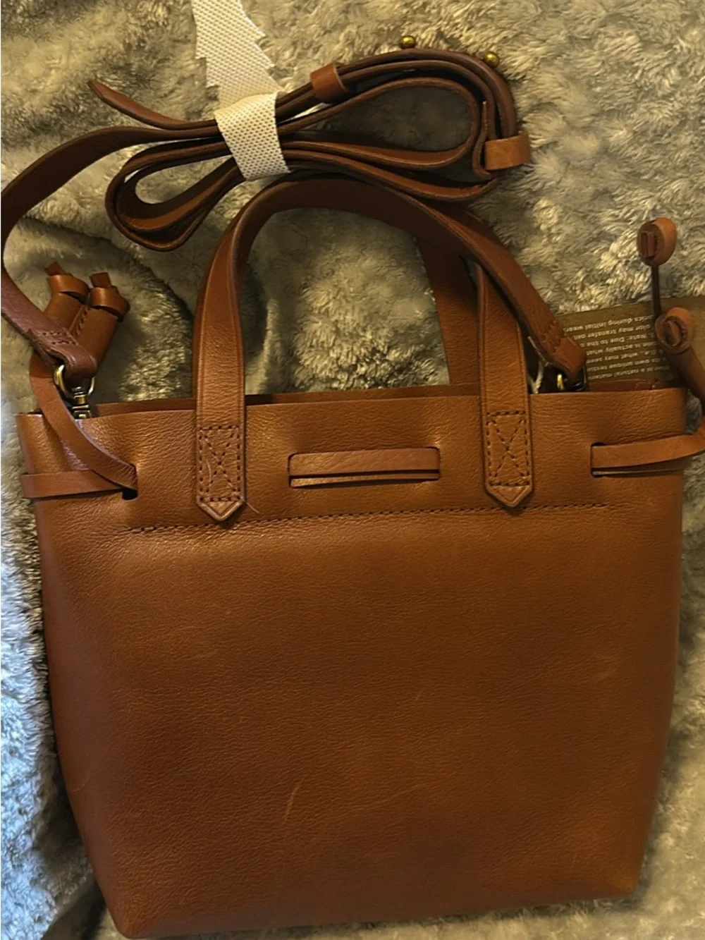 Madewell English Saddle The Small Drawstring Transport Crossbody Leather NEW